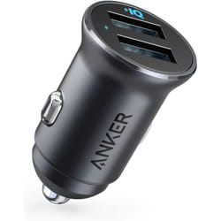 Anker Car Charger, Mini Aluminum Alloy 24W Dual USB Car Charger, PowerDrive 2 Alloy Car Adapter with Blue LED for iPhon
