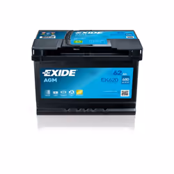Exide EK620, AGM (Absorbed Glass Mat), 62 Ah, 12 V, 680 A, Car, Maintenance Free