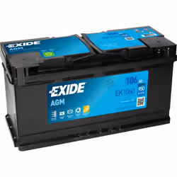 Exide EK1060, AGM (Absorbed Glass Mat), 106 Ah, 12 V, 950 A, Car, Maintenance Free