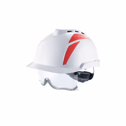 MSA V-GARD 930 VENTED SAFETY HELMET WITH INTEGRATED EYE PROTECTION WHITE/RED