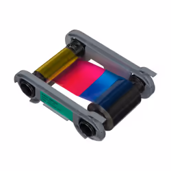 The Evolis R5H204E100 YMCKO half-panel colour ribbon with overlay allows the user to print full-colour on one half of the car ...