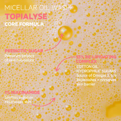 TOPIALYSE Micellar Oil Wash for Face, Body, Hair, 24hr Hydration Emulsifying Soothing Bath/Shower Cleanser for Very Dry,