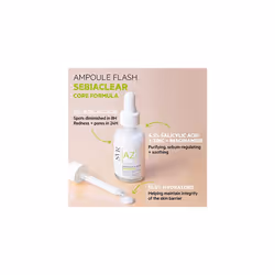 SEBIACLEAR Ampoule [AZ] Flash, 15% Azelaic Acid, 5% Niacinamide Anti-Blemish Concentrate for Oily Acne-Prone Skin, 30ml