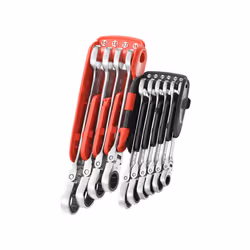 Facom 467BF.JP10PB Ratchet Combination Flexi Wrench Set, 10 Piece
