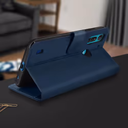 Full Motorola Moto G8 Power Lite Flip Case with Wallet Function - Dark Blue