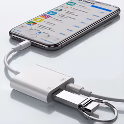 Compact Lightning Charge Adapter for IPhone/iPad Lightning to USB - White