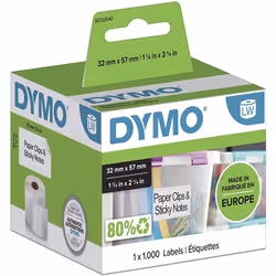 Dymo LW Multi-Purpose Labels, 32 mm x 57 mm, Roll of 1000 Easy-Peel Labels, Self-Adhesive, for LabelWriter Label Makers, Auth ...