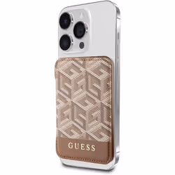 Guess Gcube Stripe Wallet Card Slot Stand Case with MagSafe Brown - GUWMSHGCFSEW