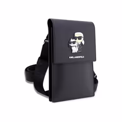 Karl Lagerfeld Saffiano Karl & Choupette Universal Phone Pouch with Strap Black - KLWBSAKCPMK