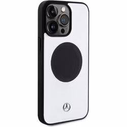 Mercedes Hard Case Leather & Aluminum with MagSafe for iphone 15 Pro 6.1" Silver- MEHMP15L23ACMS