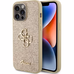 Guess Glitter Script Big 4G Case for iphone 15 Pro Max 6.7" Gold - GUHCP15XHG4SGD