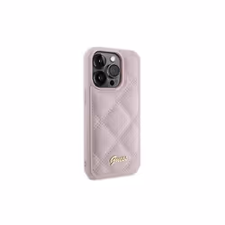 Guess Quilted Metal Logo Case for iphone 15 Pro 6.1" Pink - GUHCP15LPSQSQSP