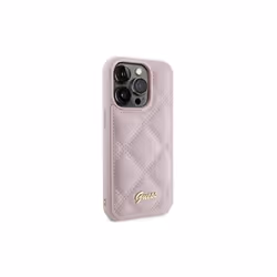Guess Quilted Metal Logo Case for iphone 15 Pro Max 6.7" Pink - GUHCP15XPSQSQSP