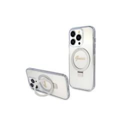 Guess Script Glitter Hard Case with MagSafe Ring Stand for iPhone 15 Pro 6.1" Clear - GUHMP15LHRSGSD
