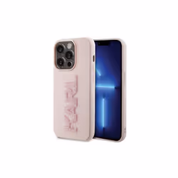 Karl Lagerfeld 3D Rubber Glitter Logo Case for iphone 15 Pro 6.1" Pink - KLHCP15L3DMBKCP