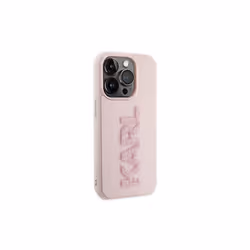 Karl Lagerfeld 3D Rubber Glitter Logo Case for iphone 15 Pro 6.1" Pink - KLHCP15L3DMBKCP