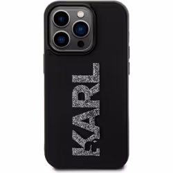 Karl Lagerfeld 3D Rubber Glitter Logo Case for iphone 15 Pro 6.1" Black - KLHCP15L3DMBKCK