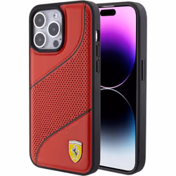 Ferrari Hard Case Perforated Waves Metal Logo for iphone 15 Pro Max 6.7" Red - FEHCP15XPWAR