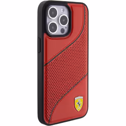 Ferrari Hard Case Perforated Waves Metal Logo for iphone 15 Pro Max 6.7" Red  - FEHCP15XPWAR
