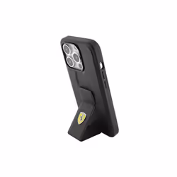 Ferrari Hard Case Grip Stand with Metal Logo for iphone 15 Pro Max 6.7" Black - FEHCP15XGSPSIK