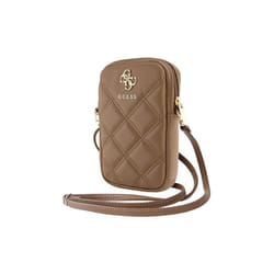 Guess 4G Zip Quilted Universal Phone Pouch with Strap Brown - GUWBZPSQSSGW