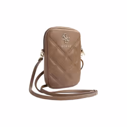 Guess 4G Zip Quilted Universal Phone Pouch with Strap Brown - GUWBZPSQSSGW