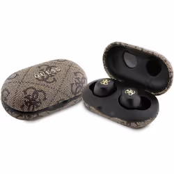 Guess 4G Metal Logo True Wireless Earbuds with Charging Case Brown - GUTWSP4EGW