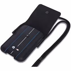 BMW M Series Blue Stripes Universal Phone Pouch with Strap and Cardslot Black - BMPSP15XMPVSKL