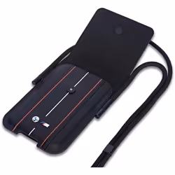 BMW M Series Red Stripes Universal Phone Pouch with Strap and Cardslot Black - BMPSP15XMPVSKR