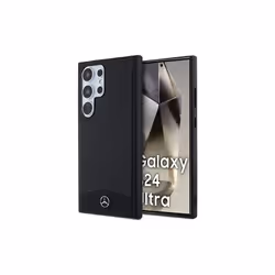Mercedes Benz Leather Fluted Star Logo Case for Galaxy S24 Ultra Black