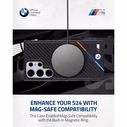 BMW Carbon Tricolor with MagSafe Case for Samsung Galaxy S24 Black