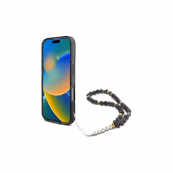 Guess IML Glitter With Pearl Strap MagSafe Case for iPhone 16 Pro Max 6.9" Black - GUHMP16XHGCRELSK