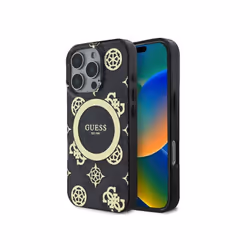 Guess IML Peony On 4G Background Case with MagSafe for iPhone 16 Pro 6.3" Black - GUHMP16LH4PYEEK