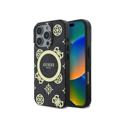 Guess IML Peony On 4G Background Case with MagSafe for iPhone 16 Pro 6.3" Black - GUHMP16LH4PYEEK