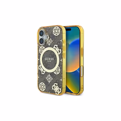 Guess IML Peony On 4G Background Case with MagSafe for iPhone 16 6.1" Brown - GUHMP16SH4PYEEW
