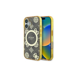Guess IML Peony On 4G Background Case with MagSafe for iPhone 16 6.1" Brown - GUHMP16SH4PYEEW