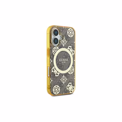 Guess IML Peony On 4G Background Case with MagSafe for iPhone 16 6.1" Brown - GUHMP16SH4PYEEW