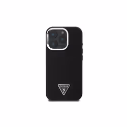 Guess PU Grained Triangle Logo Case for iPhone 16 Pro 6.3" Black - GUHMP16LPGTSPSK