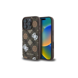 Guess 4G PU Peony Background Case with MagSafe for iPhone 16 Pro Max 6.9" Brown - GUHMP16XP4PWPW
