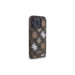 Guess 4G PU Peony Background Case with MagSafe for iPhone 16 Pro Max 6.9" Brown - GUHMP16XP4PWPW