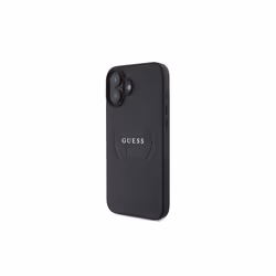 Guess Grained Gold Ring Case with MagSafe for iPhone 16 6.1" Black - GUHMP16SPGHSMMK