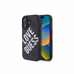 Guess 4G Big Love Logo Leather Case with MagSafe for iPhone 16 6.1" Black - GUHMP16SP4PLGWK