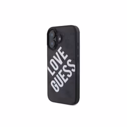 Guess 4G Big Love Logo Leather Case with MagSafe for iPhone 16 6.1" Black - GUHMP16SP4PLGWK
