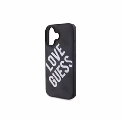 Guess 4G Big Love Logo Leather Case with MagSafe for iPhone 16 6.1" Black - GUHMP16SP4PLGWK