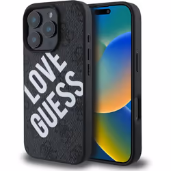 Guess 4G Big Love Logo Leather Case with MagSafe for iPhone 16 Pro Max 6.9" Black - GUHMP16XP4PLGWK