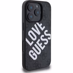 Guess 4G Big Love Logo Leather Case with MagSafe for iPhone 16 Pro Max 6.9" Black - GUHMP16XP4PLGWK