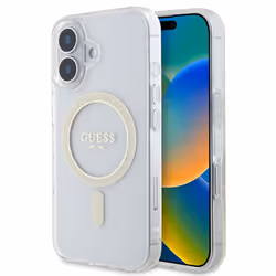 Guess IML Glitter Ring Case with MagSafe for iPhone 16 6.1" Clear - GUHMP16SHFGERET
