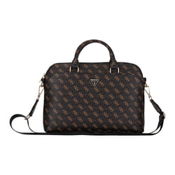Guess 4G Triangle Logo Zipper Pocket 15" Laptop Bag Black/Brown - GUCB15PG4TGNK