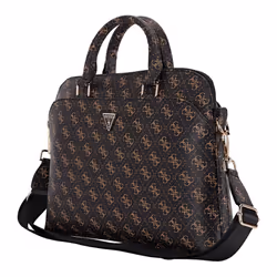 Guess 4G Triangle Logo Zipper Pocket 15" Laptop Bag Black/Brown - GUCB15PG4TGNK