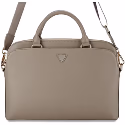 Guess Grained Triangle Logo Zipper Pocket 15" Laptop Bag Brown - GUCB15PGTSPSW